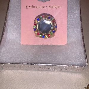 New, Catherine Malandrino gold cocktail ring, sz 7